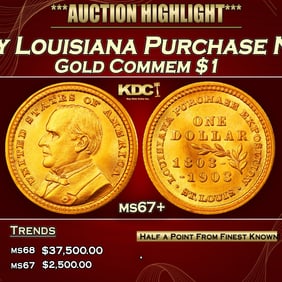 1903 McKinley Louisiana Purchase Gold Commem Dollar Near Top Pop! 1 ms67+ SEGS