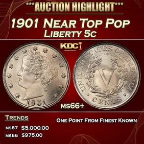 1901 Liberty Nickel Near Top Pop 5c ms66+ SEGS
