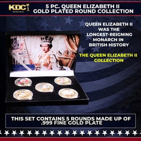 5 Coin Queen Elizabeth II Gold Plated Round Collection A