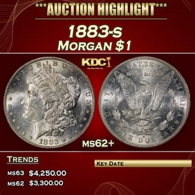 1883-s Morgan Dollar $1 ms62+ USCG
