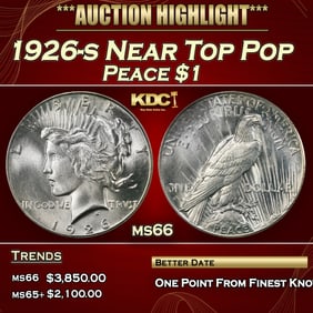 1926-s Peace Dollar Near Top Pop $1 ms66 SEGS