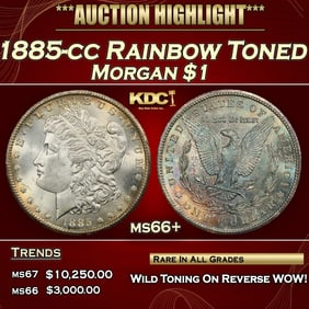1885-cc Morgan Dollar Rainbow Toned $1 ms66+ SEGS