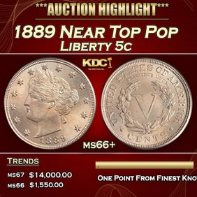 1889 Liberty Nickel Near Top Pop 5c ms66+ SEGS