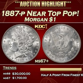 1887-p Morgan Dollar Near Top Pop! $1 ms67+ SEGS
