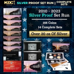 2010-2023 US Mint Silver Proof Sets, 168 Coins Total, 14 Complete Sets Over 20oz Of Silver