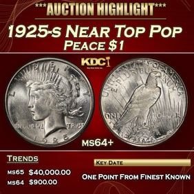 1925-s Peace Dollar Near Top Pop $1 ms64+ SEGS