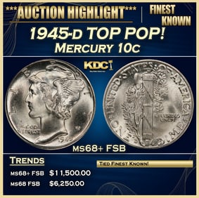 1945-d Mercury Dime TOP POP! 10c ms68+ FSB SEGS