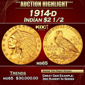 1914-d Gold Indian Quarter Eagle $2 1/2 ms65 SEGS