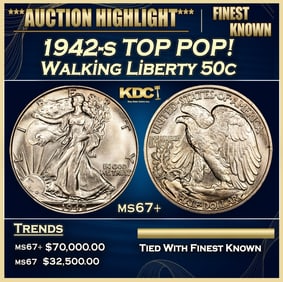 1942-s Walking Liberty Half Dollar TOP POP! 50c ms67+ SEGS