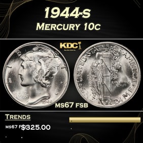 1944-s Mercury Dime 10c ms67 fsb SEGS