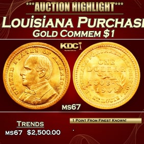 1903 McKinley Louisiana Purchase Gold Commem Dollar Near Top Pop! 1 ms67 SEGS