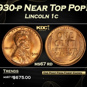 1930-p Lincoln Cent Near Top Pop! 1c ms67 rd SEGS
