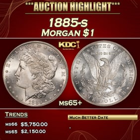 1885-s Morgan Dollar $1 ms65+ SEGS