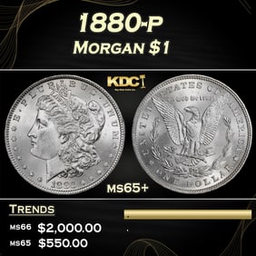 1880-p Morgan Dollar $1 ms65+ SEGS