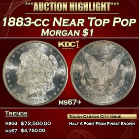 1883-cc Morgan Dollar Near Top Pop $1 ms67+ SEGS