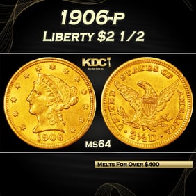 1906-p Gold Liberty Quarter Eagle $2 1/2 ms64 SEGS