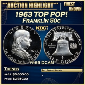 1963 Proof Franklin Half Dollar TOP POP! 50c pr69 DCAM SEGS