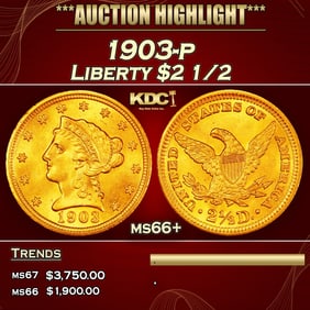 1903-p Gold Liberty Quarter Eagle $2 1/2 ms66+ SEGS