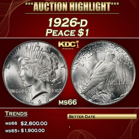 1926-d Peace Dollar $1 ms66 SEGS