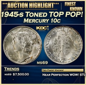 1945-s Mercury Dime Toned TOP POP! 10c ms69 SEGS