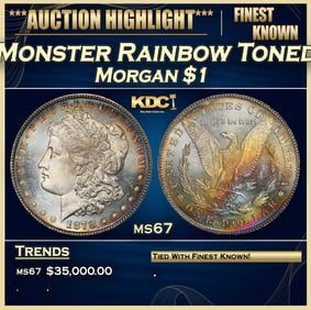 1878-p 7tf Morgan Dollar Monster Rainbow Toned TOP POP! $1 ms67 SEGS