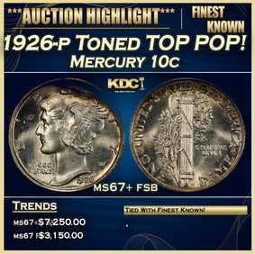 1926-p Mercury Dime Toned TOP POP! 10c ms67+ fsb SEGS
