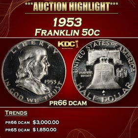 1953 Proof Franklin Half Dollar 50c pr66 dcam SEGS