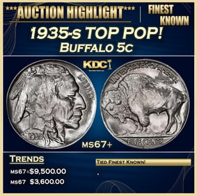 1935-s Buffalo Nickel TOP POP! 5c ms67+ SEGS
