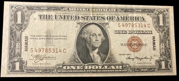 1935A $1 Silver Certificate Hawaii WWII Emergency Currency Grades xf