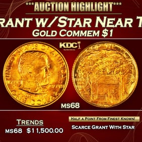 1922 Grant w/Star Gold Commem Dollar Near Top Pop! 1 ms68 SEGS