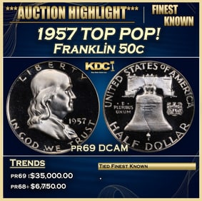 1957 Proof Franklin Half Dollar TOP POP! 50c pr69 DCAM SEGS