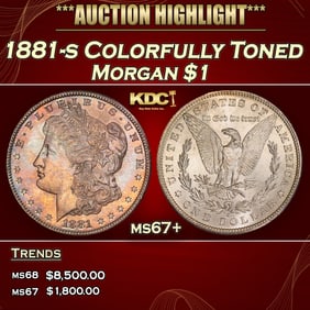 1881-s Morgan Dollar Colorfully Toned  $1 ms67+ SEGS