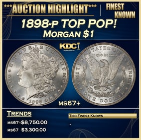 1898-p Morgan Dollar TOP POP! $1 ms67+ SEGS