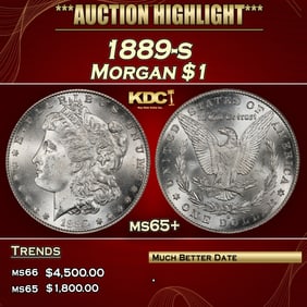 1889-s Morgan Dollar $1 ms65+ SEGS