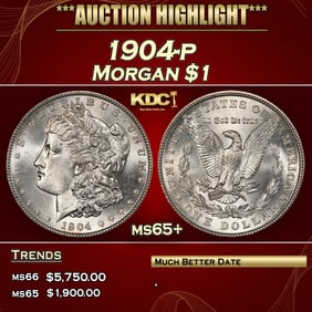 1904-p Morgan Dollar $1 ms65+ SEGS