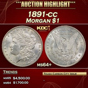 1891-cc Morgan Dollar $1 ms64+ SEGS