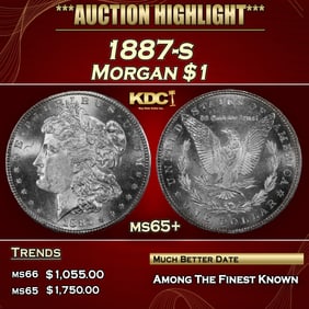 1887-s Morgan Dollar $1 ms65+ SEGS