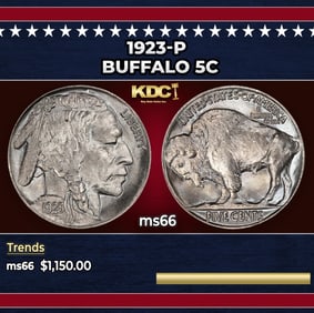 1923-p Buffalo Nickel 5c ms66 SEGS