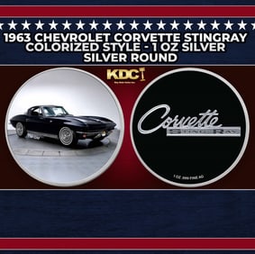 1963 Chevrolet Corvette Stingray Colorized Style - 1 oz Silver Round Round