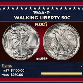 1944-p Walking Liberty Half Dollar 50c ms66+ SEGS