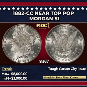 1882-cc Morgan Dollar Near Top Pop $1 ms67 SEGS