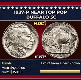 1937-p Buffalo Nickel Near Top Pop 5c ms67+ SEGS