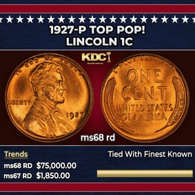 1927-p Lincoln Cent TOP POP! 1c ms68 rd SEGS