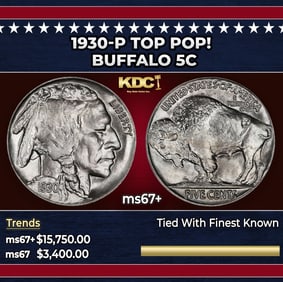 1930-p Buffalo Nickel TOP POP! 5c ms67+ SEGS