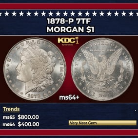1878-p 7tf Morgan Dollar $1 Grades Choice+ Unc