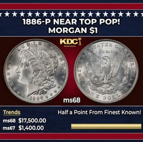 1886-p Morgan Dollar Near Top Pop! $1 ms68 SEGS