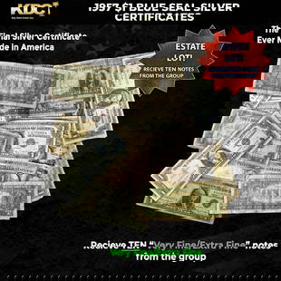 10x 1957 $1 Blue Seal Silver Certificates Grades VF/XF: 10x 1957 $1 Blue Seal Silver Certificates Grades VF/XF. Silver Certificates were redeemable in Silver. One of their most distinctive qualities is the blue Treasury seal and serial numbers. These notes