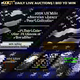 2008 U.S. Mint American Legacy Collection Set 15 Coins About 1 Oz Of Pure Silver: 2008 U.S. Mint American Legacy Collection Set 15 Coins About 1 Oz Of Pure Silver. Product DetailsThis American Legacy Collection Proof Set contains the 14 standard proof coins from 2008 along with the