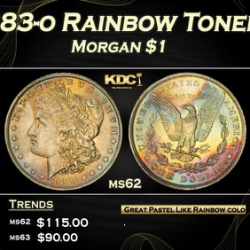 PCGS 1883-o Morgan Dollar Rainbow Toned $1 ms62 PCGS