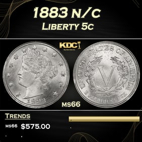 1883 n/c Liberty Nickel 5c Grades ms66
